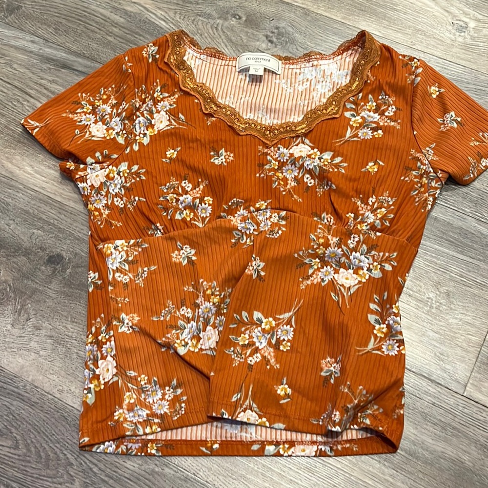 Orange flower shirt size medium